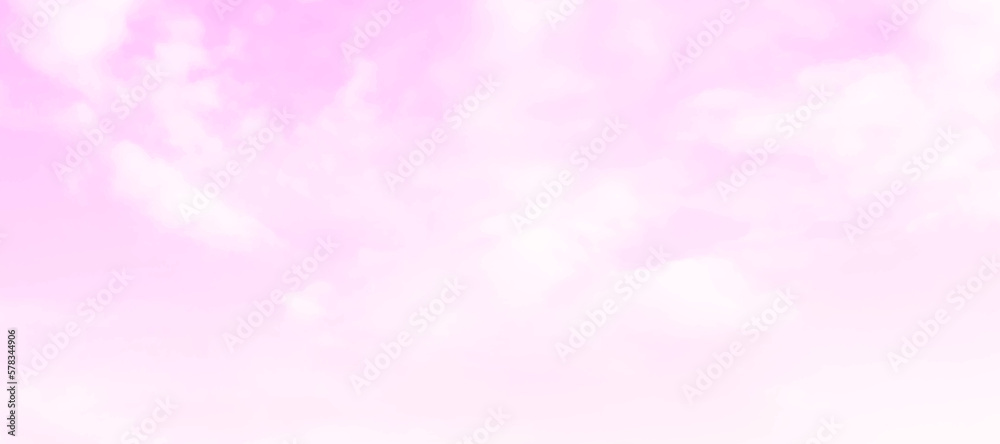 Pink sky background with white clouds. Clouds and bright pink sky