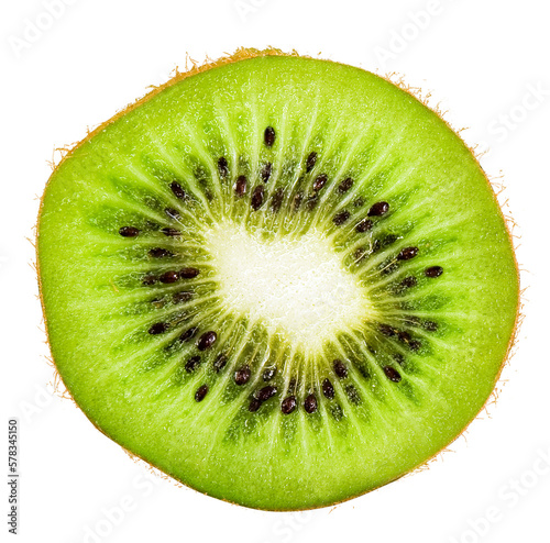 Fotografia Slice of fresh juicy kiwi isolated. PNG transparency