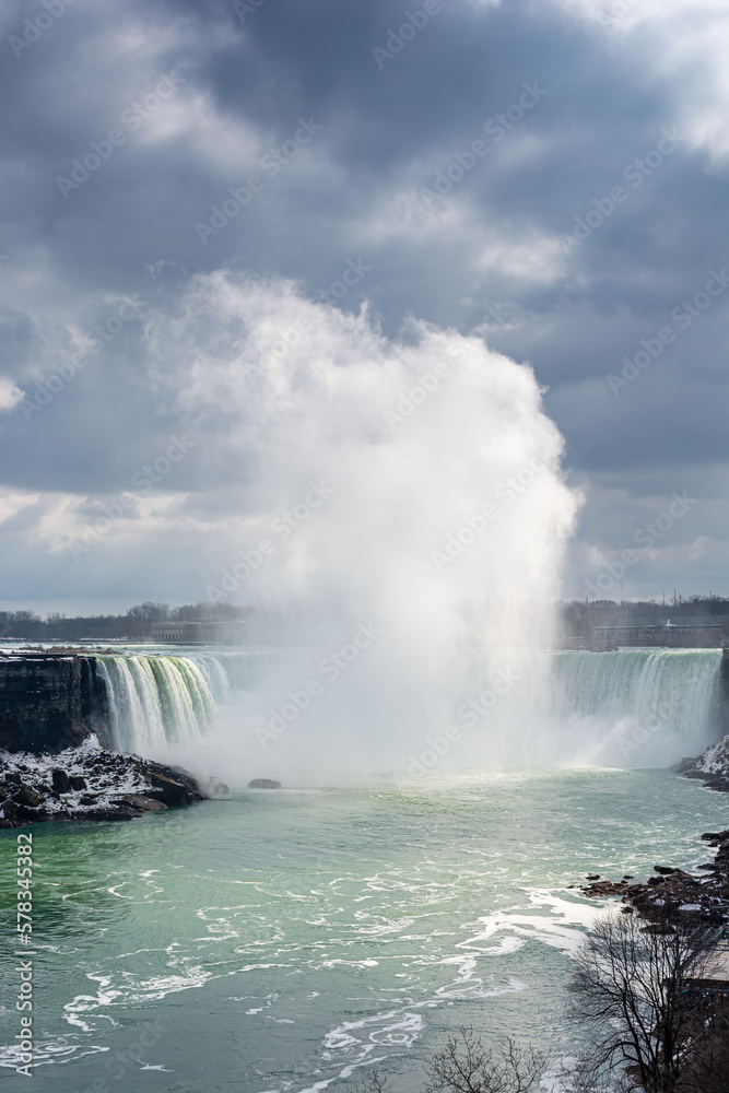 Stunning view of Niagara Falls in sunlight in Canada. Stunning view of Niagara Falls in sunlight in Canada.