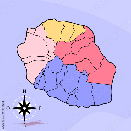 Carte de l'île de La Réunion vectorielle 