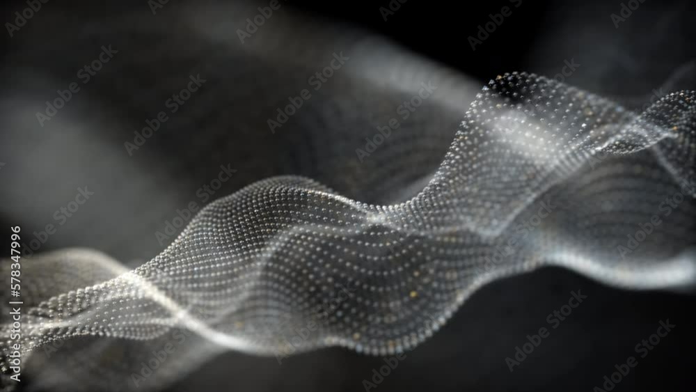 Abstract mesh black and white digital particles wave flow for ...