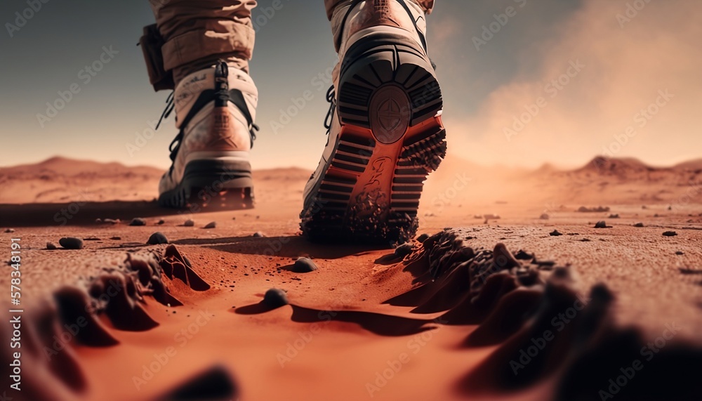 Boots on the Rocky Terrain of Mars, generative ai