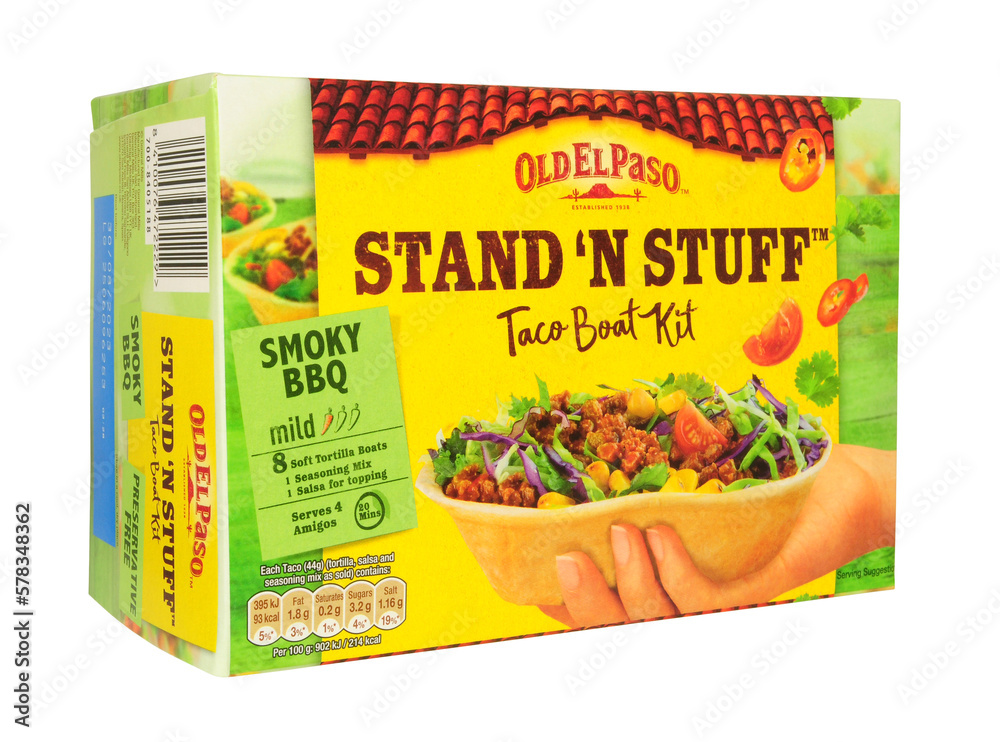 Old El Paso stand and stuff taco boat kit smoky BBQ flavour in a 350g