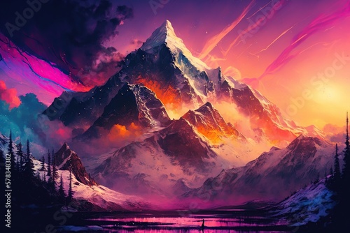 Sunrise Over Mountain made with Generative AI