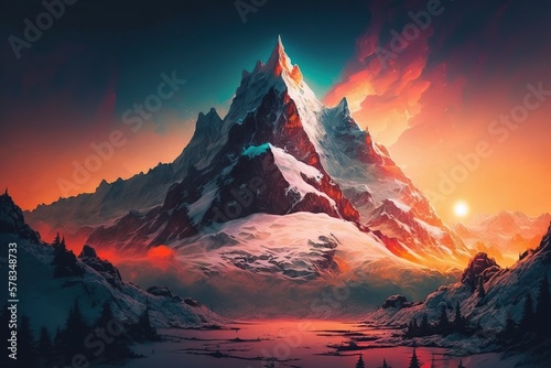 Abstract Snowy Mountain made with Generative AI
