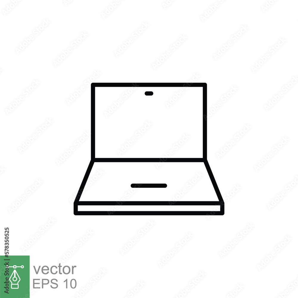 Laptop line icon. Linear symbol with thin outline. Notebook, computer, pc, desktop, portable device concept. Vector illustration isolated on white background. EPS 10.