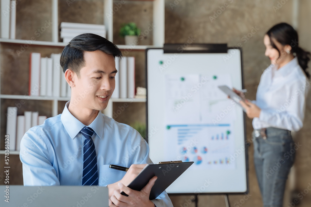 Finance manager meeting discussing company growth project success financial statistics at office. Finance manager meeting discussing company growth project success financial statistics at office.