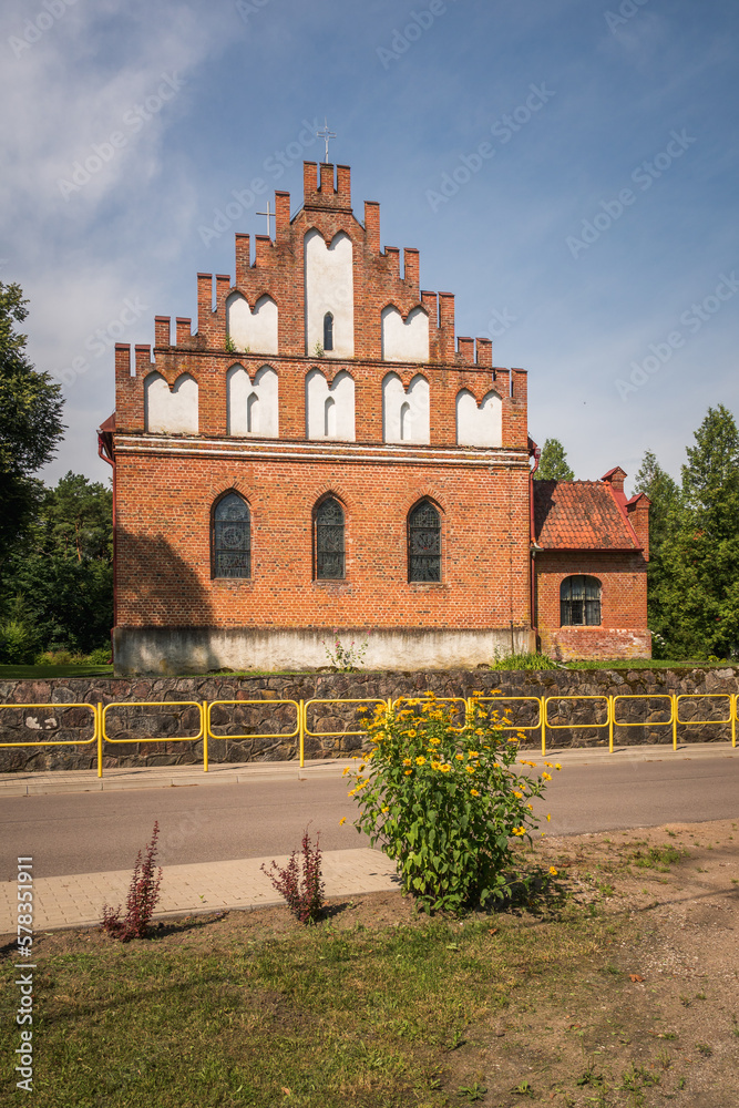 Gothic church in village Kuty, Masuria, Poland