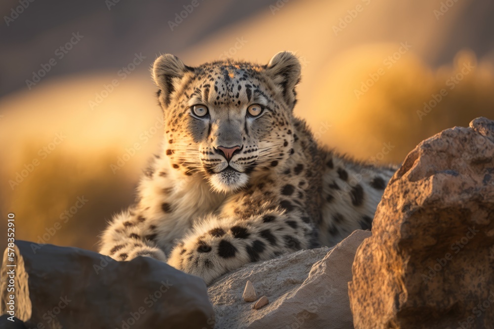 Obraz premium Illustration of a wild animal - snow leopard - Created with Generative ai
