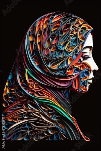 Beautiful Quill Of A Woman In Hijab made with Generative AI