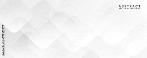 3D white geometric abstract background overlap layer on bright space with rounded rhomb effect decoration. Graphic design element modern style concept for banner, flyer, card, cover, or brochure