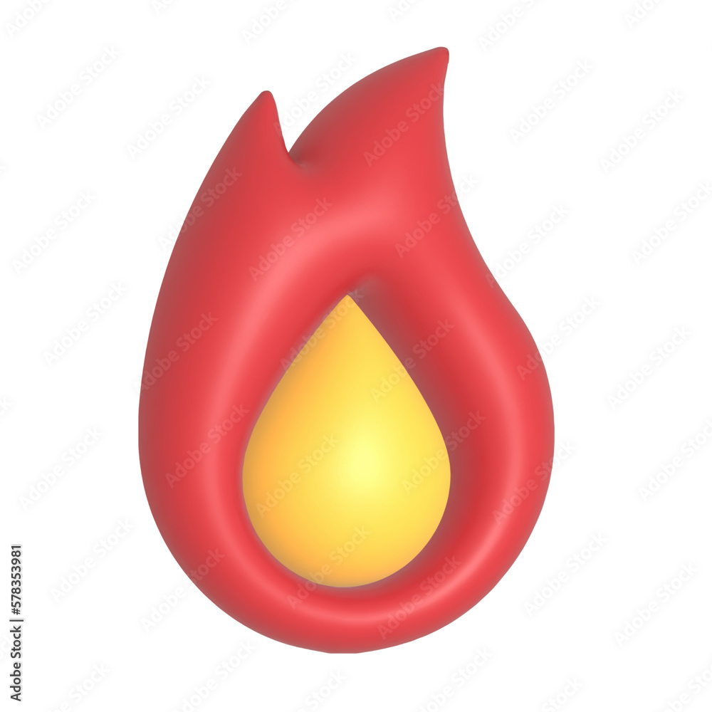 Obraz premium 3d fire on white background icon