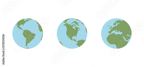 Globe world map. Planet earth flat vector illustration. Doodle map with continents and oceans.