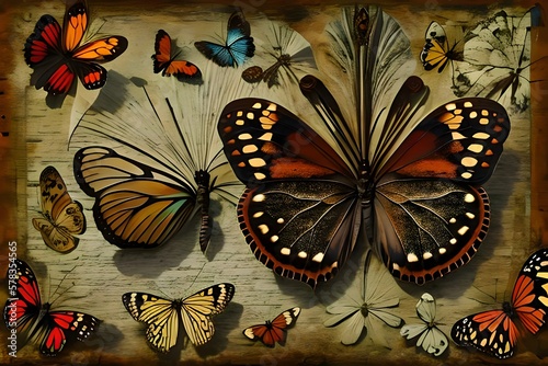 Vintage Butterfly Collage Wallpaper Background