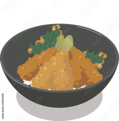 鱚天丼のアイソメトリックベクターイラスト