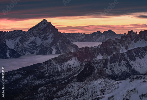 Spectacular Views of the Mountain Peaks of the Dolomites Alps