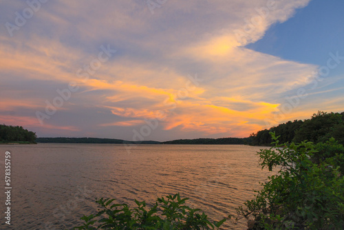 A beautiful sunset over Norfork Lake in Mountain Home, Arkansas 