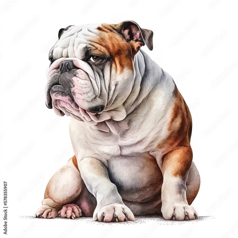 english bulldog isolated on white. clipart. generated by AI