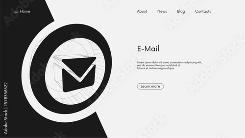 Electronic mail message concept, Webmail or mobile online marketing and business, newsletter subscription banner, futuristic wireframe geometric sign, vector business background