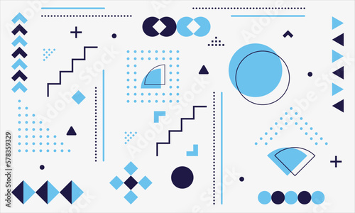 Set of memphis design elements isolated on a white background. Pattern from geometric shapes. Memphis 80s-90s style. For use in web design, invitation, poster, print.