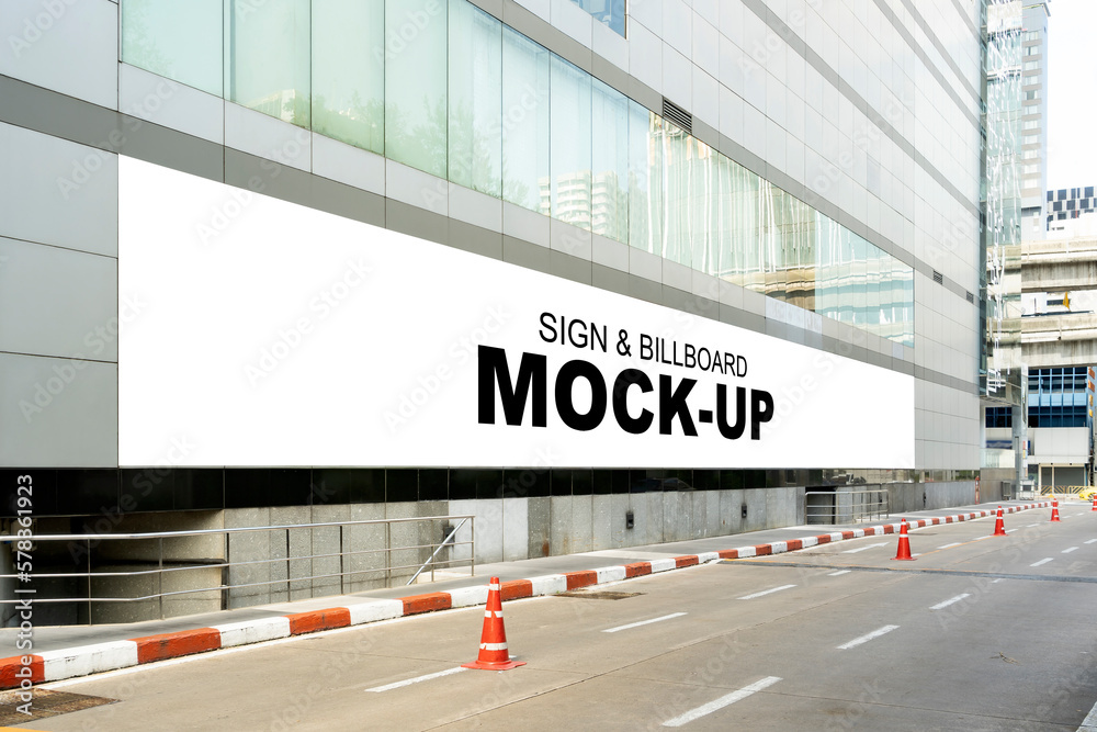 Mockup Outdoors large billboard at shopping mall Mockup Outdoors large billboard at shopping mall