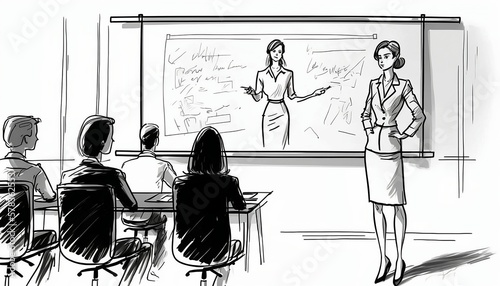 Businesswoman giving a presentation to colleagues 