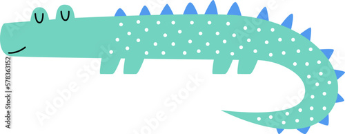 Hand drawn abstract crocodile flat illustration Wild animal design element