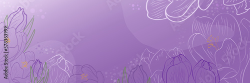 Purple Floral Background with Crocuses