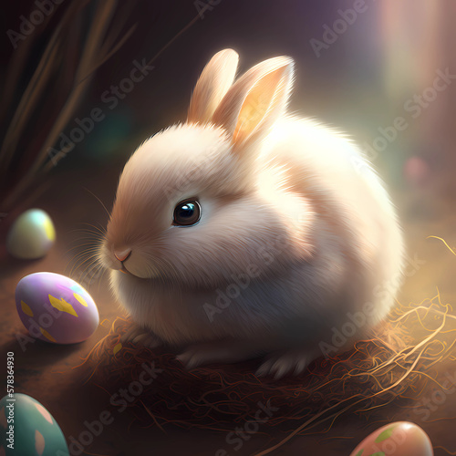 easter bunny with eggs generative ai