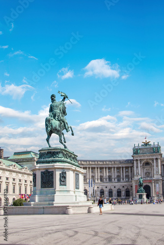 Equestrian statue of Prince Eugene of Savoy in front of the National Library of Austria in Vienna