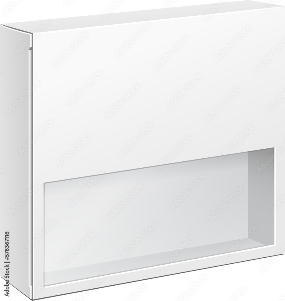 Mockup Product Cardboard Plastic Package Box With Window. Illustration Isolated On White Background. Mock Up Template Ready For Your Design. Vector EPS10 Mockup Product Cardboard Plastic Package Box With Window. Illustration Isolated On White Background. Mock Up Template Ready For Your Design. Vector EPS10