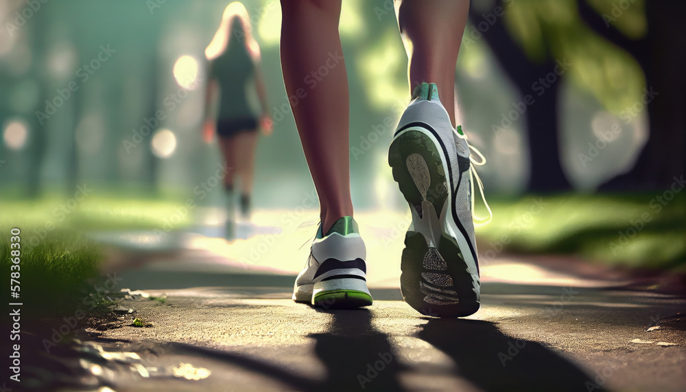 Fototapeta premium Athletic girl is running. Generative AI