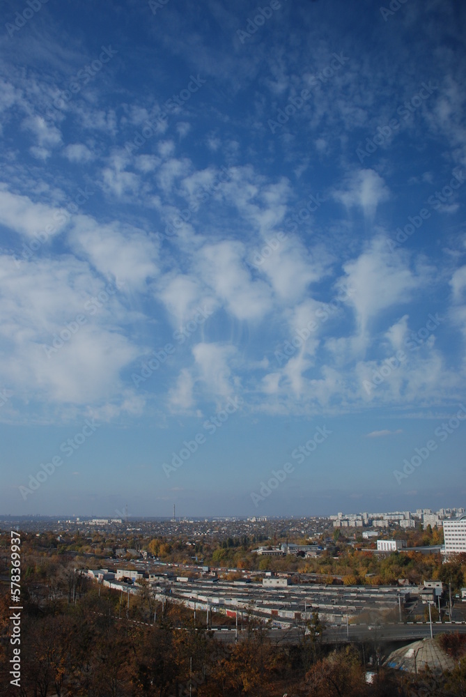 View from above on Unusual clouds over the city. View from above on Unusual clouds over the city.