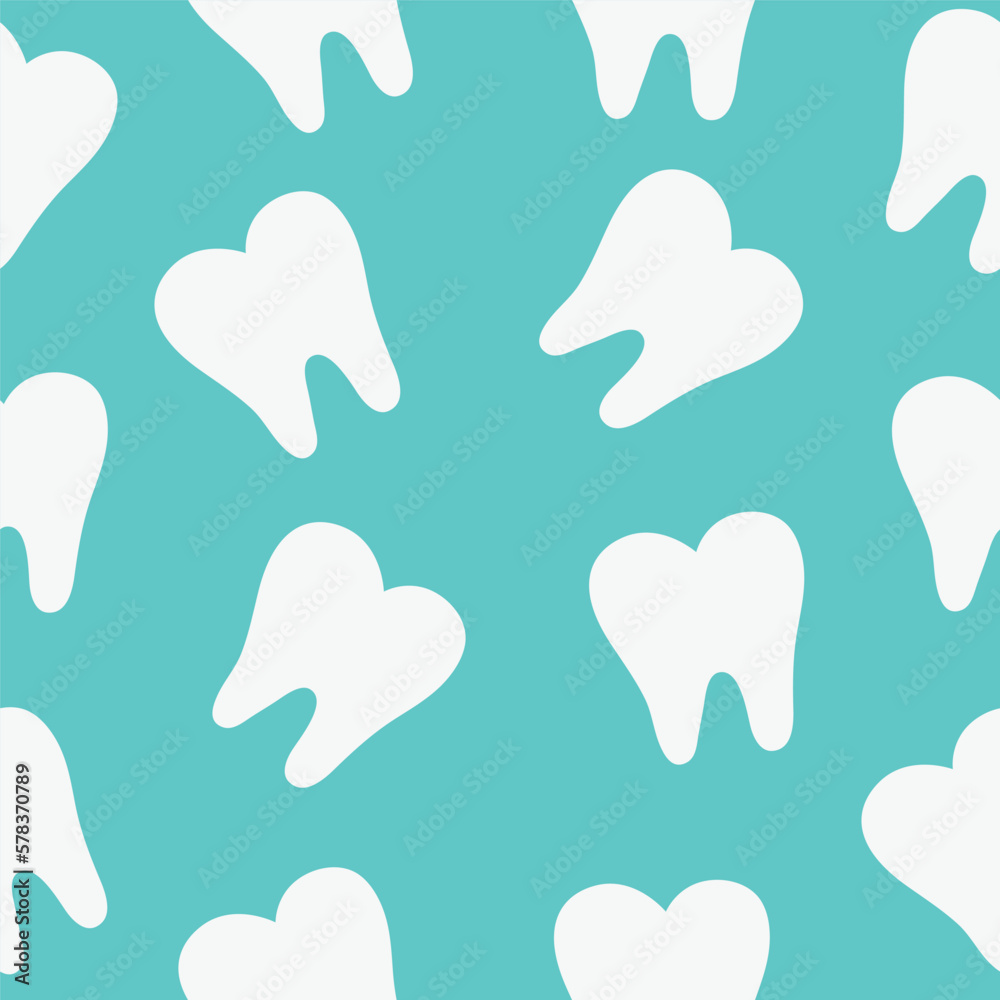 White teeth on a turquoise background. Vector seamless pattern with teeth White teeth on a turquoise background. Vector seamless pattern with teeth