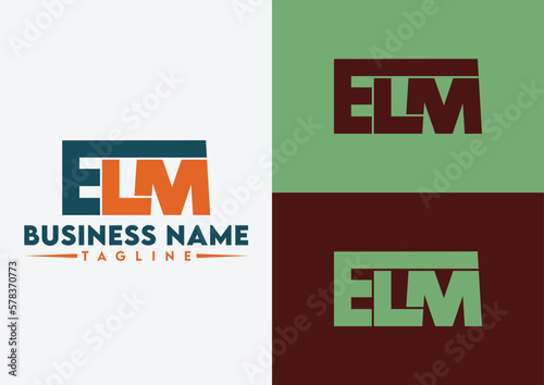  Letter ELM logo design, ELM letter logo