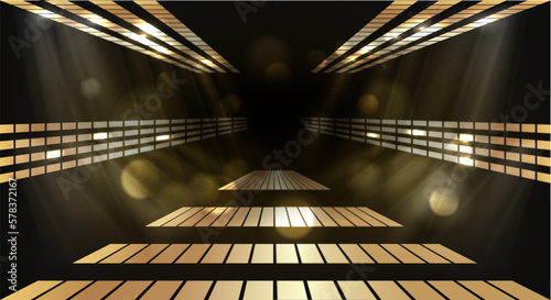 Abstract golden lights on black background