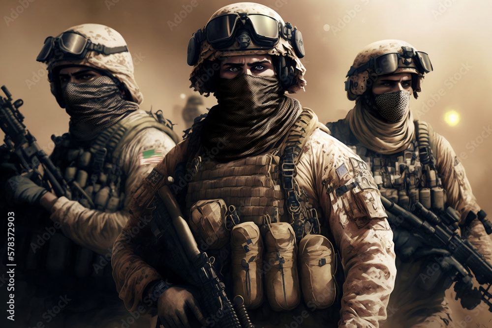A group of special forces soldiers, generative ai A group of special forces soldiers, generative ai