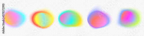 Color gradient circles, abstract colors blend mesh and soft neon light, vector background shape. Color blend gradation holographic iridescent circles with vibrant gradient