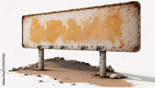 Rusted blank sign, wasteland post apocalypse world