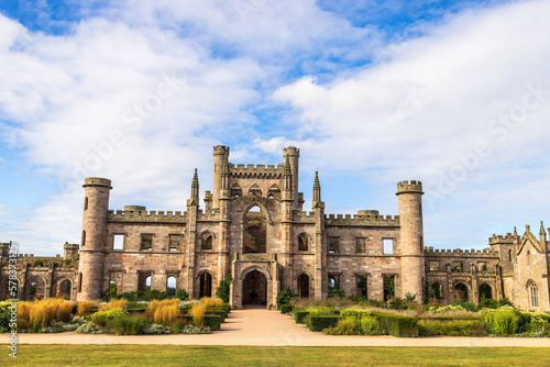 Imposing ruins of Lowther Castle in Lake District of England.