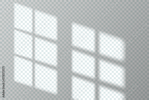 Shadow window light blinds reflected on wall, vector overlay background. window shadow on room wall, sun sahde or sunlight at home wall, transparent effect