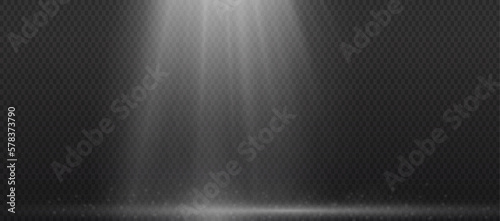 The spotlight shines on the stage. light from a lamp or spotlight. special effects on transparent background. Vector illustration