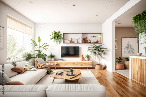 Stylish living room, generative ai