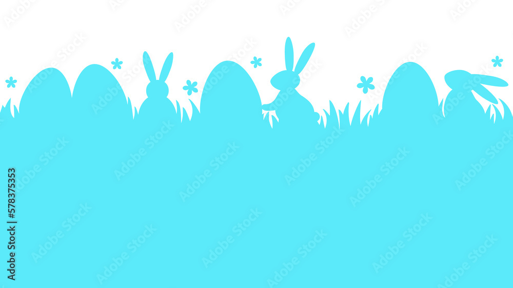 Easter eggs and bunnies on transparent background. Minimal design for card, poster and banner. Vector illustration