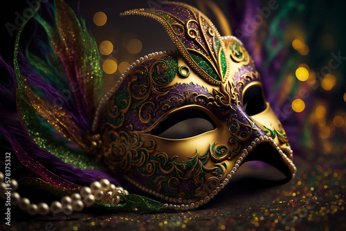 Party Perfection: A Selection of Festive Mardi Gras, Venetian or Carnivale Mask Generative AI