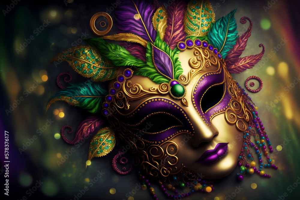 Celebration Central: A Collection of Festive Mardi Gras, Venetian or Carnivale Mask Generative AI