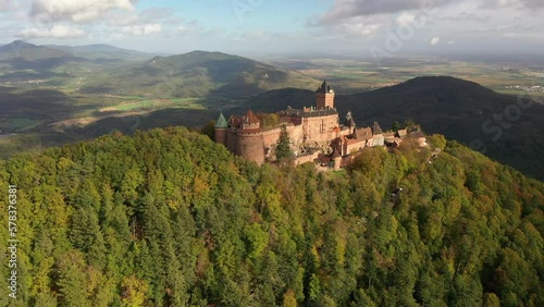 Aerial view of Haut-Koenigsbourg castle, France Alsace