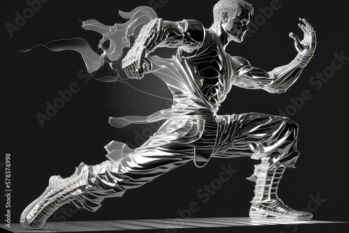 Fotografia kung fu Chromed linear silhouette, ai