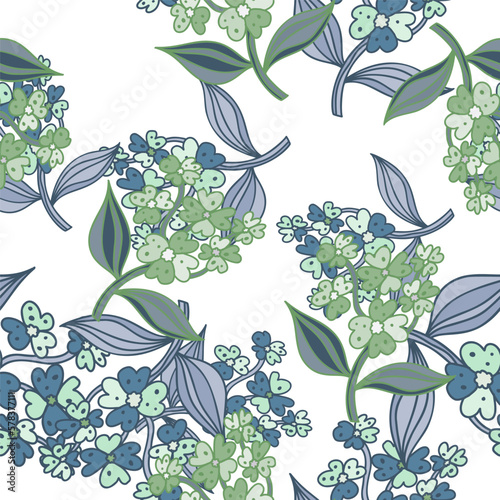 Seamless pattern with decorative flowers. Floral background. Cute plants endless backdrop.
