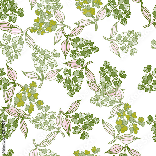 Seamless pattern with decorative flowers. Floral background. Cute plants endless backdrop.